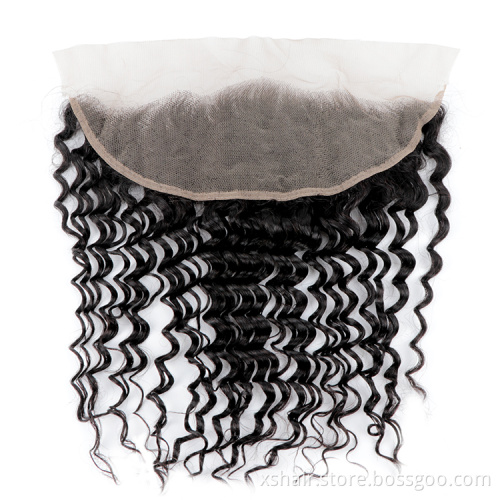 Hot sale factory kinky curly deep curly ear to ear closure frontal lace closure virgin human hair lace front